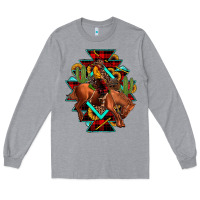 Heather Grey aztec rodeo cowboy christmas Long Sleeve Tee - JahusDesignShop