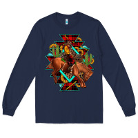 Navy aztec rodeo cowboy christmas Long Sleeve Tee - JahusDesignShop