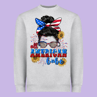 All American Babe 4th Of July Heavyweight Sweatshirt Designed By Cowgirlartshop
