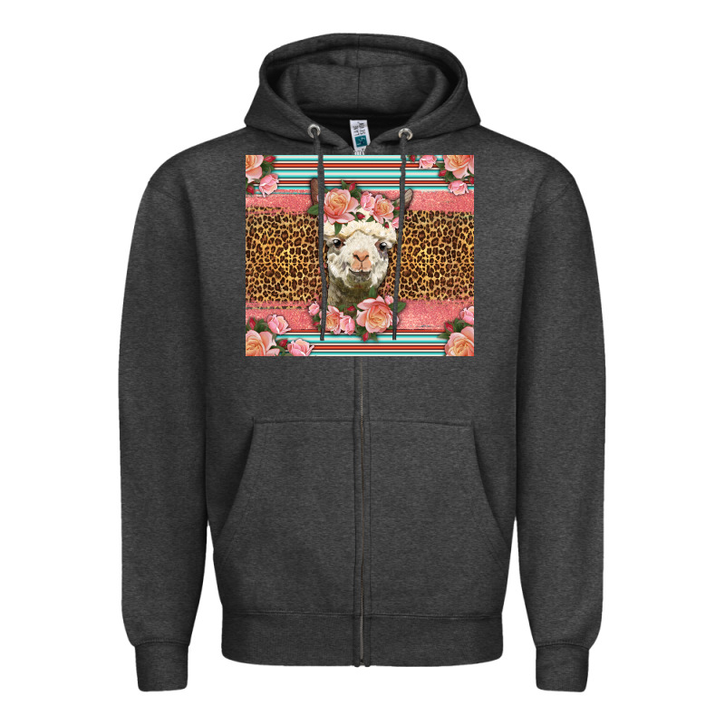Llama And Roses Glitter Zipper Hoodie by LillyAllenDesigns | Teevron