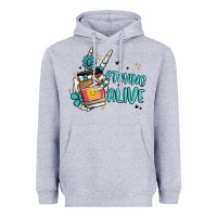 Heather Grey staying alive Heavyweight Hoodie - MaliasSmallBusiness