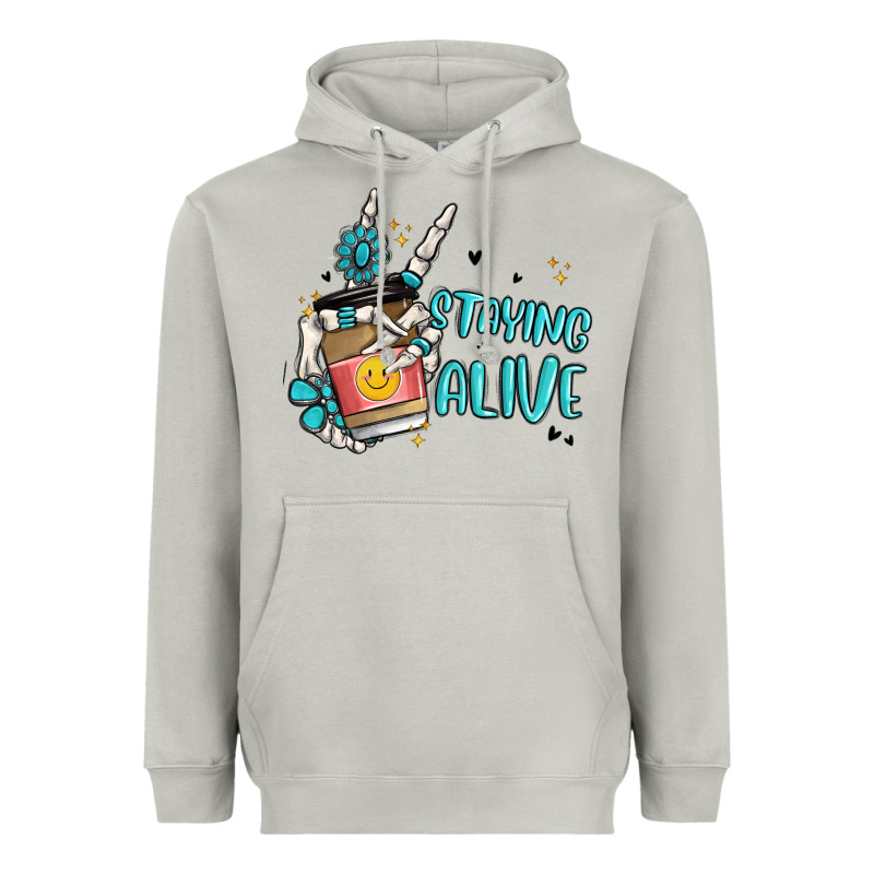 Staying Alive Heavyweight Hoodie by MaliasSmallBusiness | Teevron