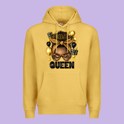 Birthday Queen Afro Messy Bun Premium Hoodie Designed By Artiststas