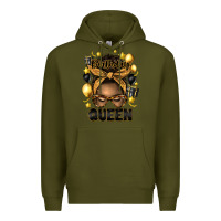 Army Green birthday queen afro messy bun Premium Hoodie - Artiststas