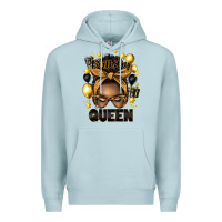 Blue Mist birthday queen afro messy bun Premium Hoodie - Artiststas