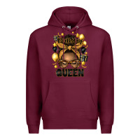 Burgundy birthday queen afro messy bun Premium Hoodie - Artiststas