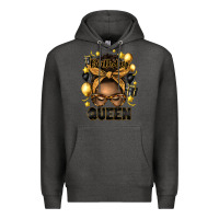 Charcoal Heather birthday queen afro messy bun Premium Hoodie - Artiststas
