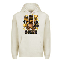 Oatmeal Heather birthday queen afro messy bun Premium Hoodie - Artiststas