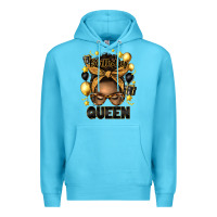 Ocean Blue birthday queen afro messy bun Premium Hoodie - Artiststas