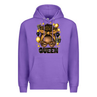 Purple birthday queen afro messy bun Premium Hoodie - Artiststas