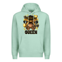 Seafoam birthday queen afro messy bun Premium Hoodie - Artiststas