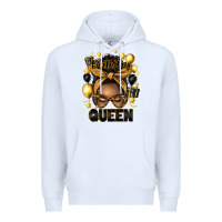 White birthday queen afro messy bun Premium Hoodie - Artiststas