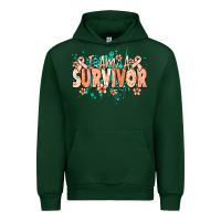 Forest Green I am a survivor peach ribbon Urban Hoodie - NancyCooperArtShop