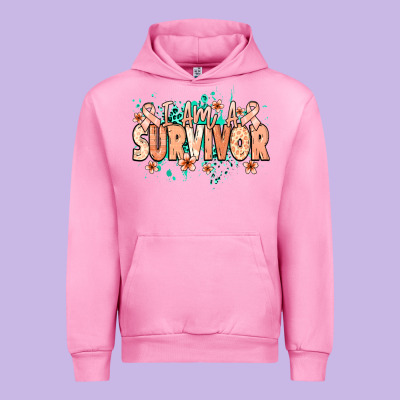 I Am A Survivor Peach Ribbon Urban Hoodie Designed By Nancycooperartshop