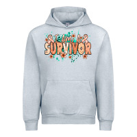 Heather Grey I am a survivor peach ribbon Urban Hoodie - NancyCooperArtShop