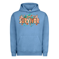 Pigment Pebble Blue I am a survivor peach ribbon Urban Hoodie - NancyCooperArtShop