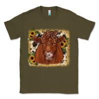 Army Green red angus cowhide sunflower Classic Tee - JahusDesignShop