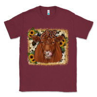 Burgundy red angus cowhide sunflower Classic Tee - JahusDesignShop