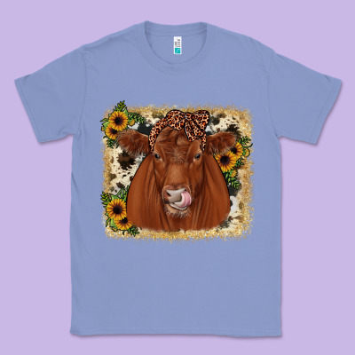 Red Angus Cowhide Sunflower Classic Tee Designed By Jahusdesignshop