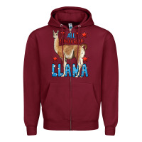 Burgundy All American Llama Zipper Hoodie - LillyAllenDesigns