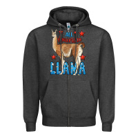 Charcoal Heather All American Llama Zipper Hoodie - LillyAllenDesigns