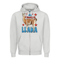 Dove Grey All American Llama Zipper Hoodie - LillyAllenDesigns
