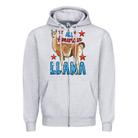 Heather Grey All American Llama Zipper Hoodie - LillyAllenDesigns