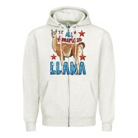 Oatmeal Heather All American Llama Zipper Hoodie - LillyAllenDesigns