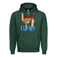 Sports Green All American Llama Zipper Hoodie - LillyAllenDesigns