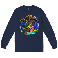 Navy jesus and mary with god Long Sleeve Tee - AdoDesignShop