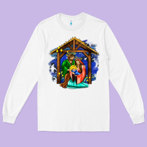 Jesus And Mary With God Long Sleeve Tee Designed By Adodesignshop