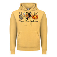 Vintage Mustard Peace Love Halloween Vintage Hoodie - texasbilliewilder
