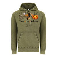 Vintage Olive Peace Love Halloween Vintage Hoodie - texasbilliewilder