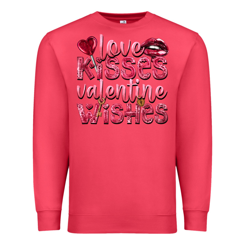 Love Kisses Valentine Wishes Premium Sweatshirt by NancyCooperArtShop | Teevron