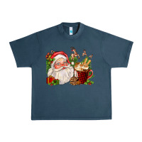 Midnight Navy santa and hot cocoa cup Urban Heavy Tee - FaDigitalArtStudio