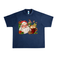 Navy santa and hot cocoa cup Urban Heavy Tee - FaDigitalArtStudio