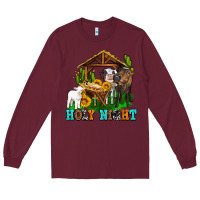 Burgundy holy nıght cows and sunflowers Long Sleeve Tee - AdoDesignShop