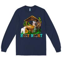 Navy holy nıght cows and sunflowers Long Sleeve Tee - AdoDesignShop