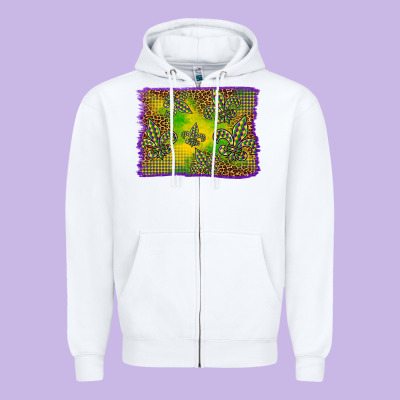 Mardi Gras Background Zipper Hoodie Designed By Barkaloodesign