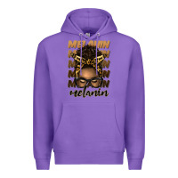 Purple melanin afro messy bun Premium Hoodie - Artiststas