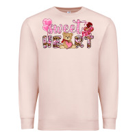 Pale Pink sweetheart with bear Premium Sweatshirt - NancyCooperArtShop