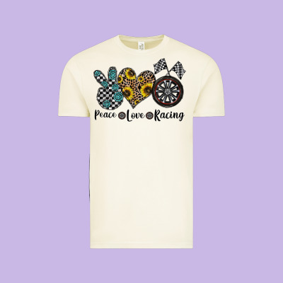 Peace Love Racing Vintage Tee Designed By Cowhidedigitalart