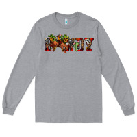 Heather Grey Christmas Howdy Bronco Rodeo Long Sleeve Tee - JahusDesignShop