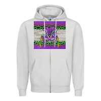 Dove Grey mardi gras  mask Zipper Hoodie - BarkalooDesign