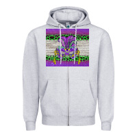Heather Grey mardi gras  mask Zipper Hoodie - BarkalooDesign