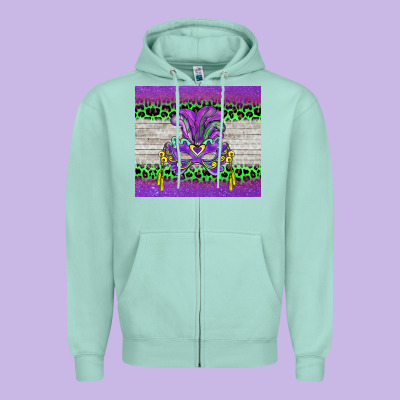 Mardi Gras  Mask Zipper Hoodie Designed By Barkaloodesign
