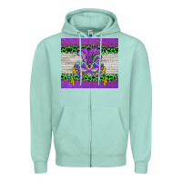 Seafoam mardi gras  mask Zipper Hoodie - BarkalooDesign