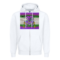 White mardi gras  mask Zipper Hoodie - BarkalooDesign
