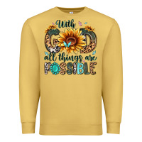 Antique Gold with god all things are possible malias Premium Sweatshirt - MaliasSmallBusiness
