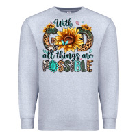Heather Grey with god all things are possible malias Premium Sweatshirt - MaliasSmallBusiness